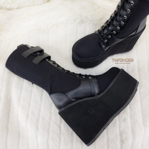 Swing 221 Goth Punk Rave Calf Boots 5.5" Platform size 9 - Picture 5 of 13